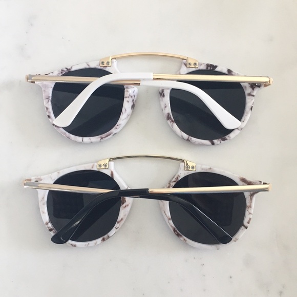 "Sienna" Sunglasses || White Marble & Blue - Picture 4 of 8